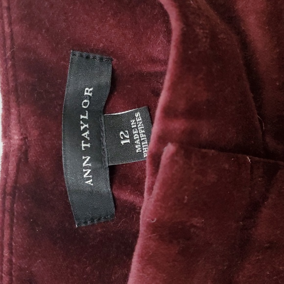 Ann Taylor Maroon Velvet Flare Pants Size 12 - Picture 2 of 8